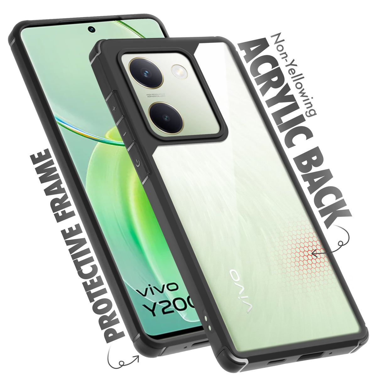 Silicone Border Transparent Back Cover for Vivo Y200 Pro 5G