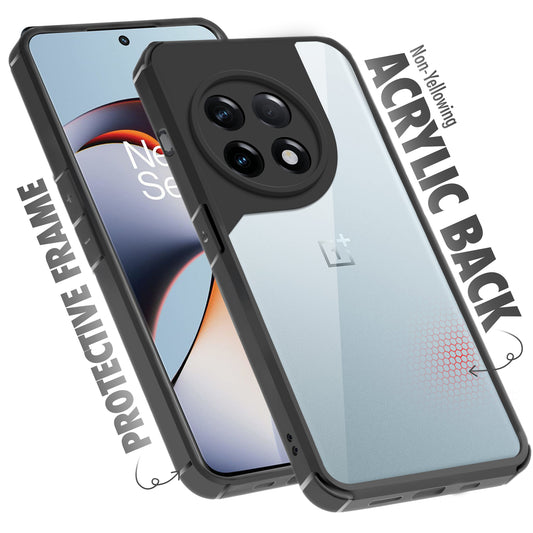 Silicone Frame Transparent Hard Back Cover for OnePlus 11R 5G