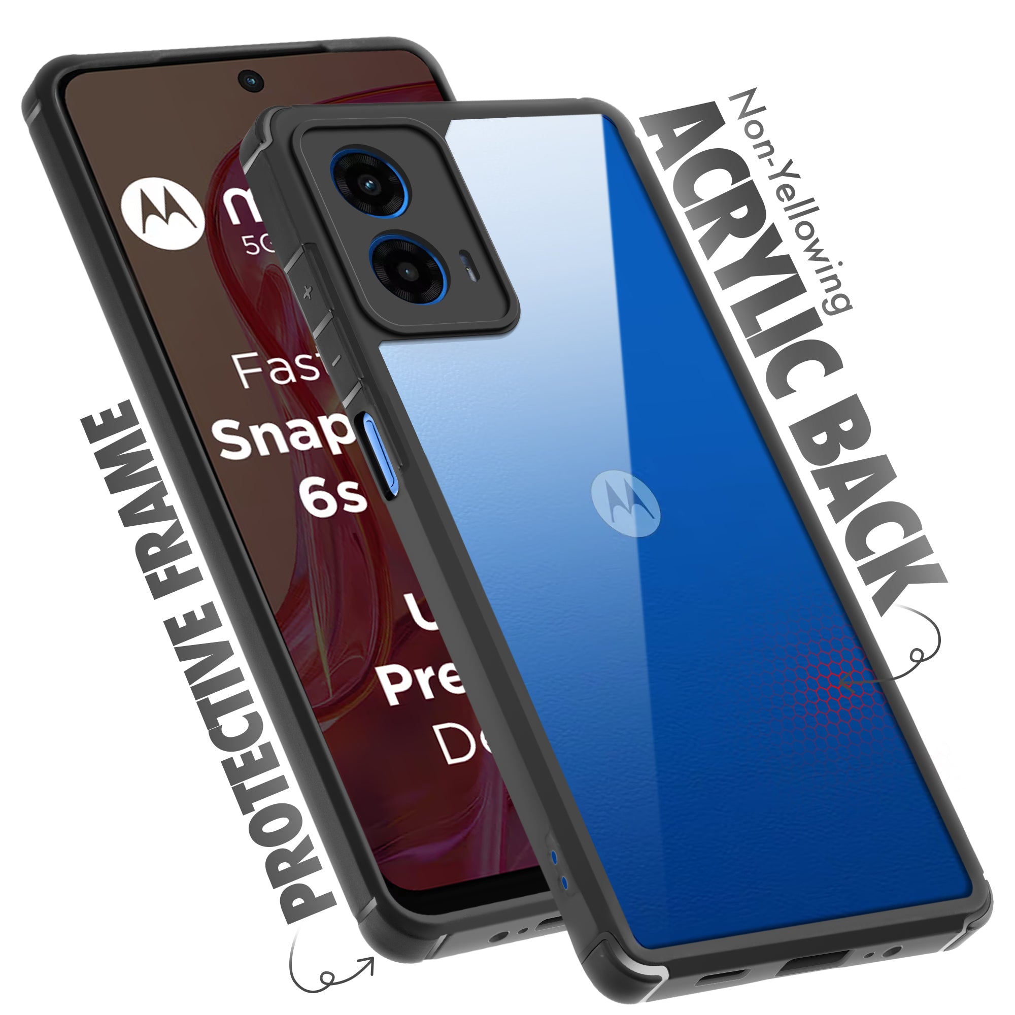 Silicone Border Transparent Back Cover for Motorola Moto G45 5G