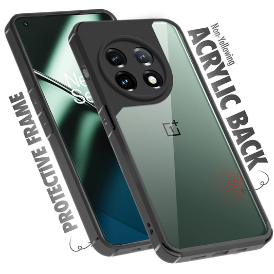 Silicone Frame Transparent Hard Back Cover for OnePlus 11 5G