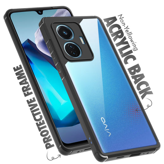 Silicone Border Transparent Back Cover for Vivo T1 44W
