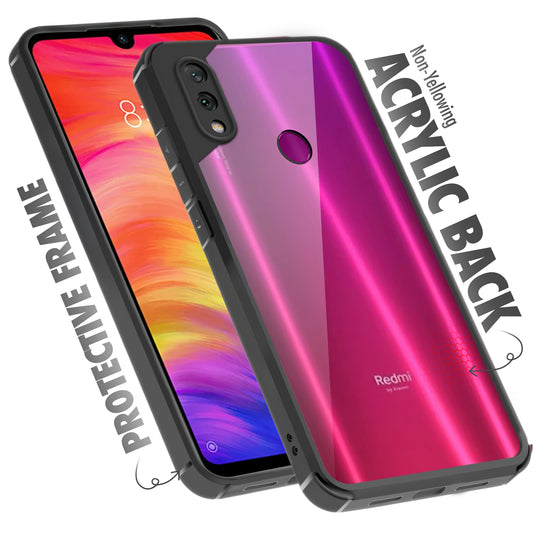Silicone Frame Transparent Hard Back Cover for Redmi Note 7 Pro