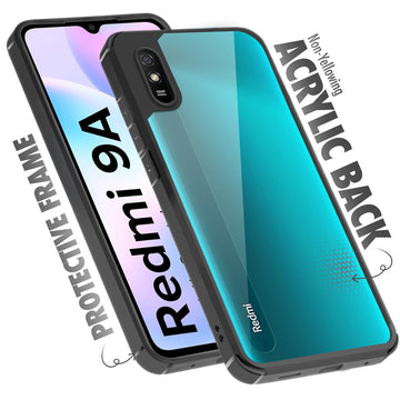 Silicone Frame Transparent Hard Back Cover for Redmi 9A