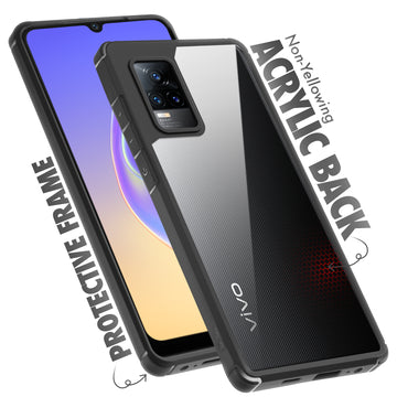 Silicone Frame Transparent Hard Back Cover for Vivo V21e 4G