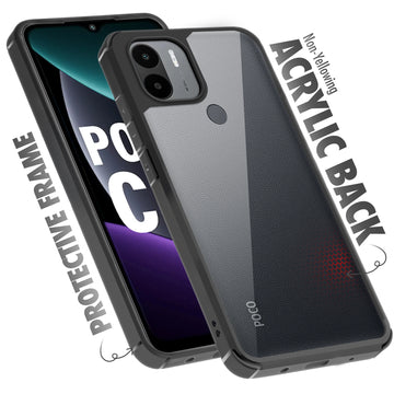 Silicone Frame Transparent Hard Back Cover for Poco C51