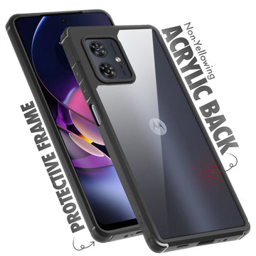 Silicone Frame Transparent Hard Back Cover for Motorola G54 5G