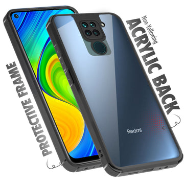 Silicone Frame Transparent Hard Back Cover for Redmi Note 9