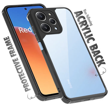 Silicone Frame Transparent Hard Back Cover for Redmi 12 4G