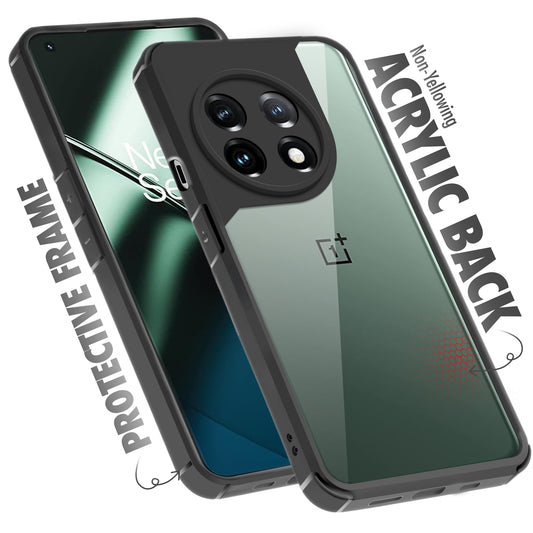 Silicone Frame Transparent Hard Back Cover for OnePlus 11 5G