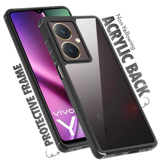 Silicone Frame Transparent Hard Back Cover for Vivo Y27 4G