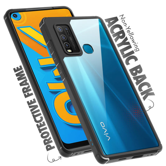 Silicone Frame Transparent Hard Back Cover for Vivo Y30