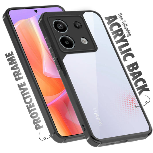 Silicone Frame Transparent Hard Back Cover for Redmi Note 13 Pro 5G