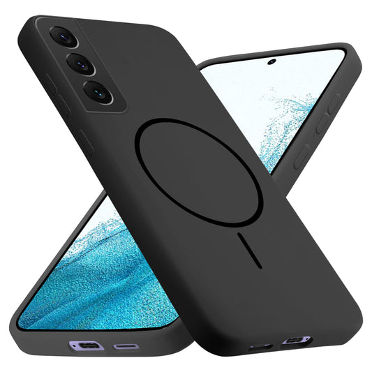 Liquid Silicon With Microfiber Lining Back Case For Samsung S22 5G (MagSafe Compatible)
