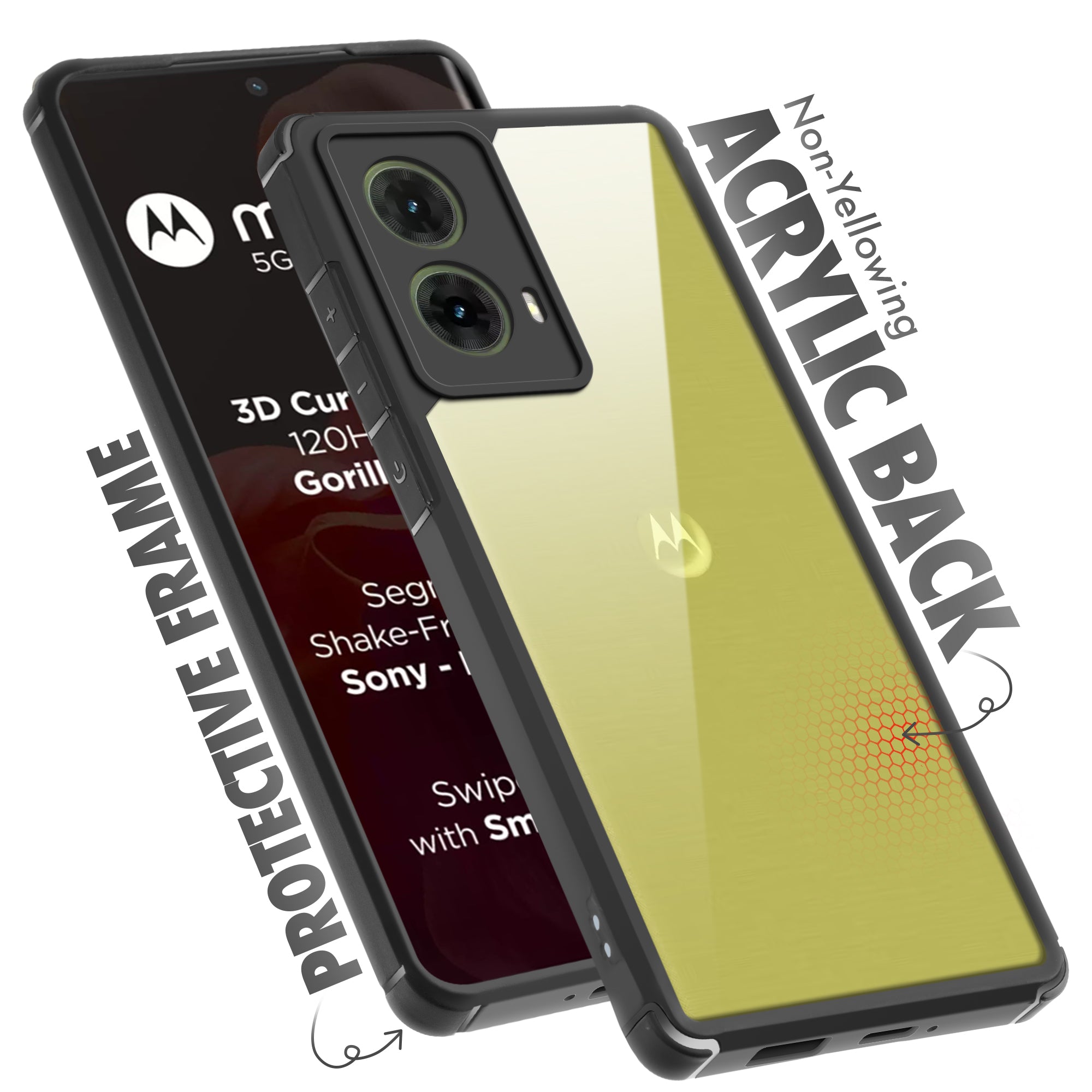 Silicone Border Transparent Back Cover for Motorola G85