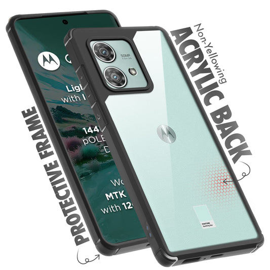 Silicone Frame Transparent Hard Back Cover for Motorola Edge 40 Neo 5G