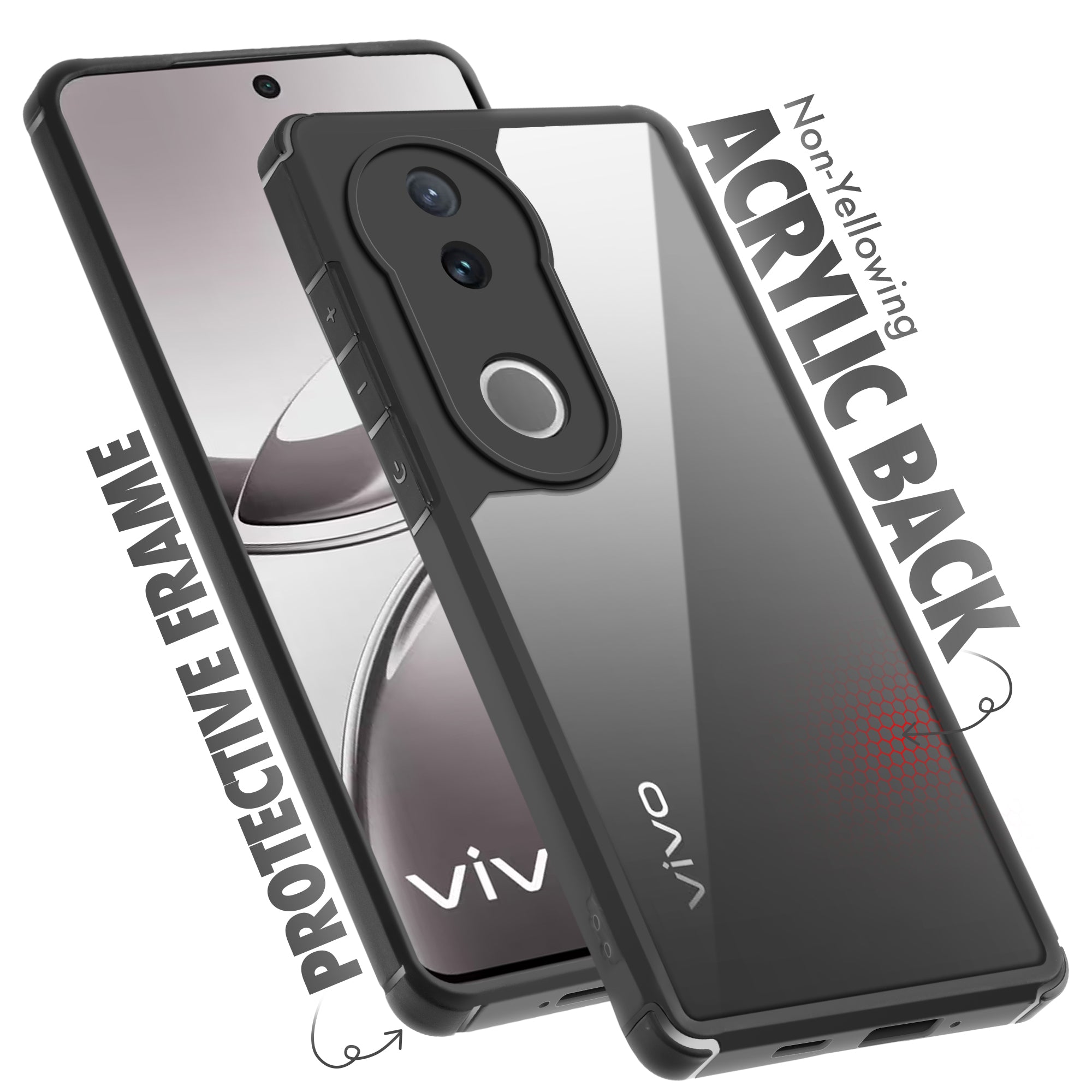 Silicone Border Transparent Back Cover for Vivo V50 5G