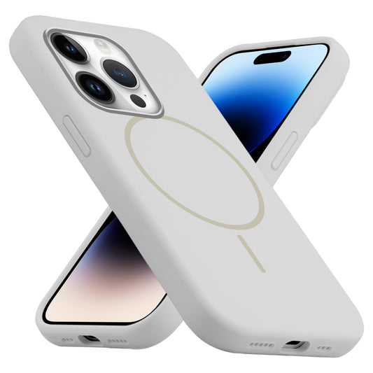 Liquid Silicon With Microfiber Lining Back Case For Apple iPhone 14 Pro (MagSafe Compatible)