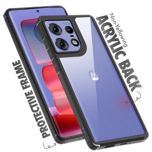 Silicone Frame Transparent Hard Back Cover for Motorola Edge 50 Pro 5G