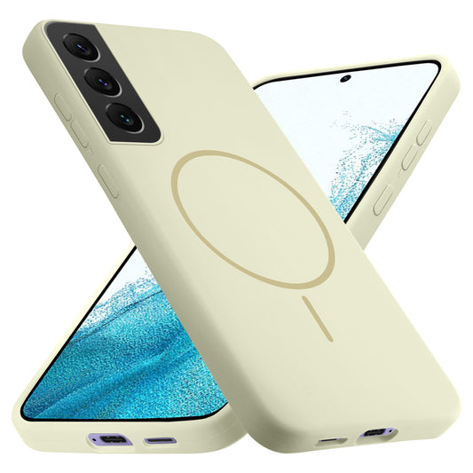 Liquid Silicon With Microfiber Lining Back Case For Samsung S22 5G (MagSafe Compatible)