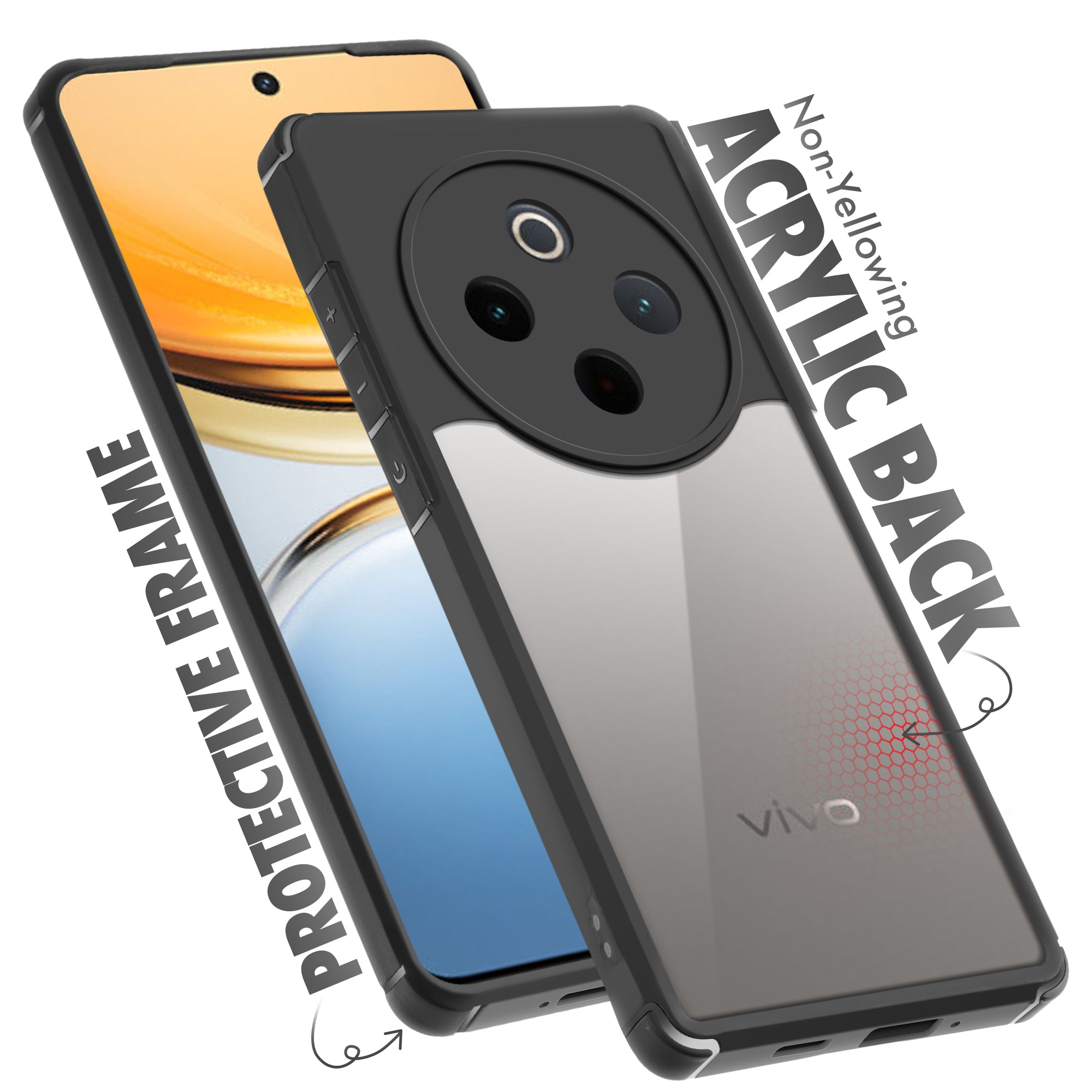Silicone Border Transparent Back Cover for Vivo Y300 Pro 5G