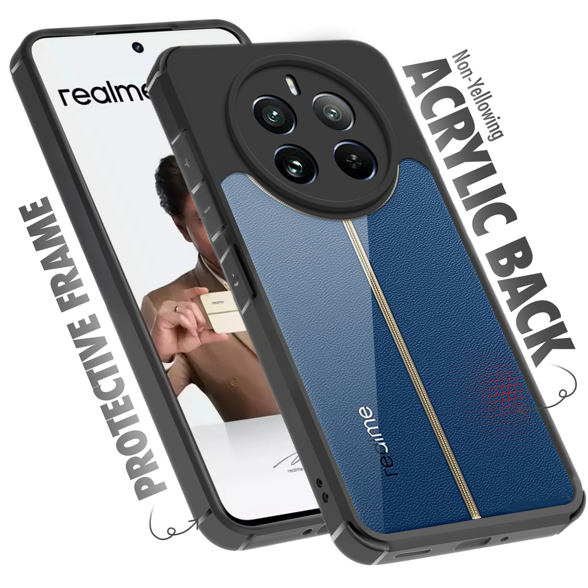 Silicone Border Transparent Back Cover for Realme 12 Plus 5G