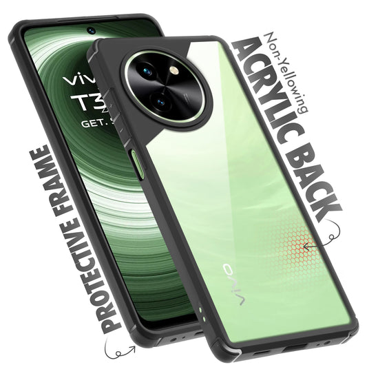 Silicone Border Transparent Back Cover for Vivo T3x 5G
