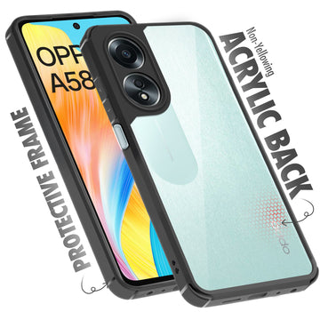 Silicone Frame Transparent Hard Back Cover for Oppo A58 4G