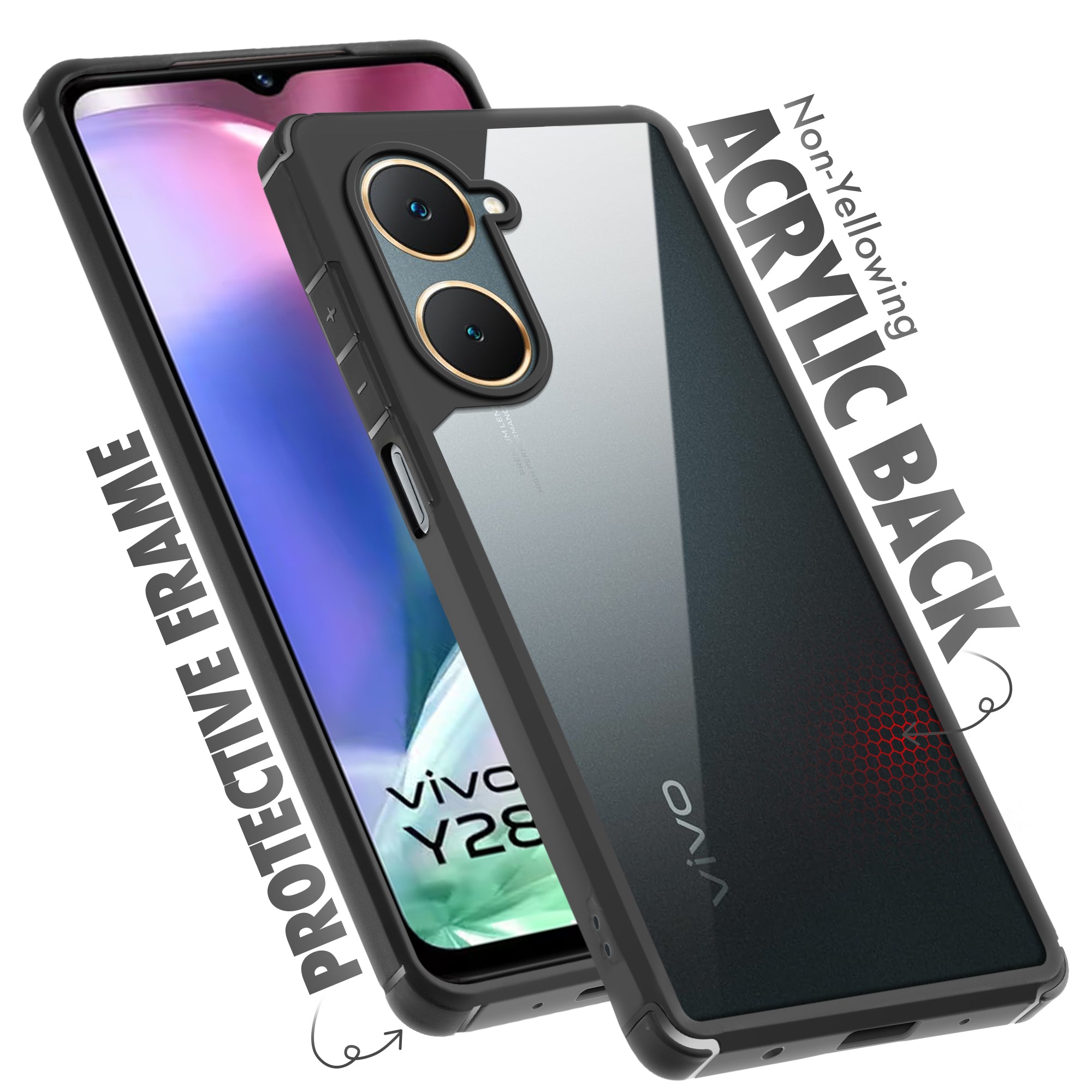 Silicone Border Transparent Back Cover for Vivo Y28s 5G