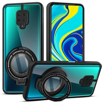 Soft Frame Clear Case Ring Holder Kickstand For Redmi Note 9 Pro