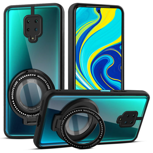 Soft Frame Clear Case Ring Holder Kickstand For Redmi Note 9 Pro