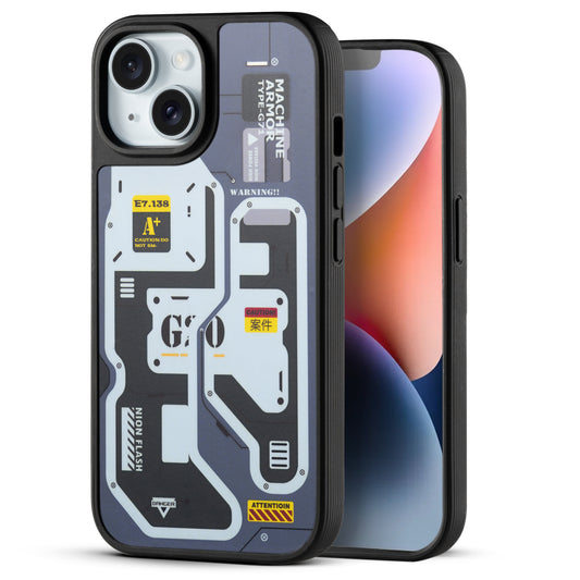 Silicone Textured Frame Printed Hard Back Case For Apple iPhone 14 With Raised Camera Bumper