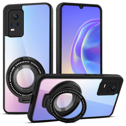 Soft Frame Clear Case Ring Holder Kickstand For Vivo Y73