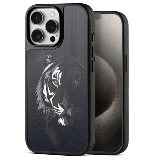 Silicone Textured Frame Printed Hard Back Case For Apple iPhone 15 Pro Max With Raised Camera Bumper
