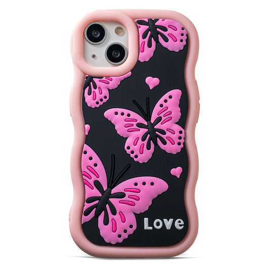 3D Silicone Soft Wave Edges Mobile Back Case For Apple iPhone 14 Plus