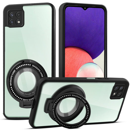 Soft Frame Clear Case Ring Holder Kickstand For Samsung A22 5G