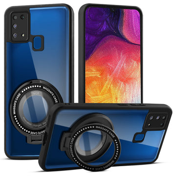 Soft Frame Clear Case Ring Holder Kickstand For Samsung M31