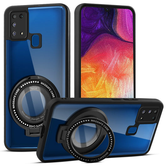 Soft Frame Clear Case Ring Holder Kickstand For Samsung M31