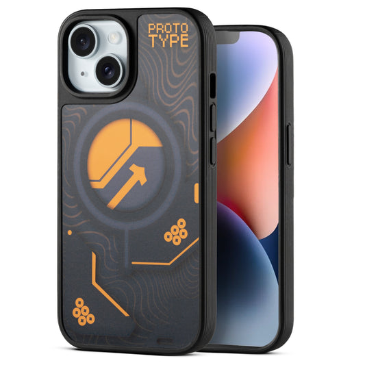 Silicone Textured Frame Printed Hard Back Case For Apple iPhone 14 With Raised Camera Bumper