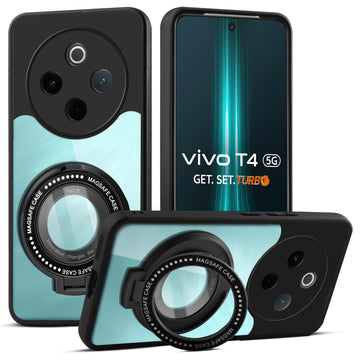 Soft Frame Clear Case Ring Holder Kickstand For Vivo T4 5G