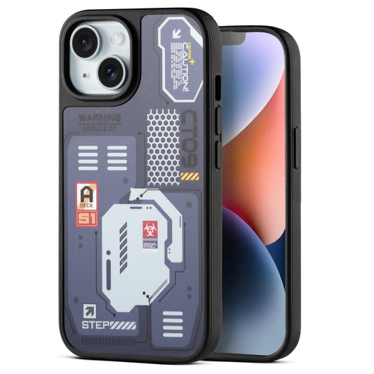 Silicone Textured Frame Printed Hard Back Case For Apple iPhone 14 With Raised Camera Bumper