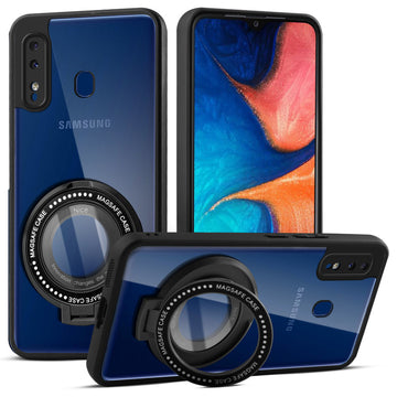 Soft Frame Clear Case Ring Holder Kickstand For Samsung A20