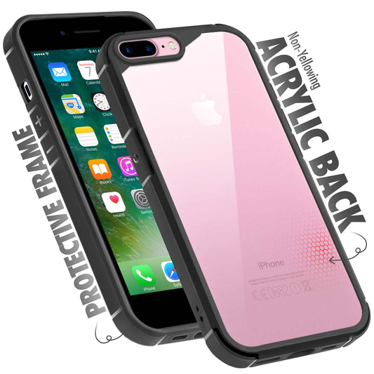 Silicone Frame Transparent Hard Back Cover for Apple iPhone 7 Plus