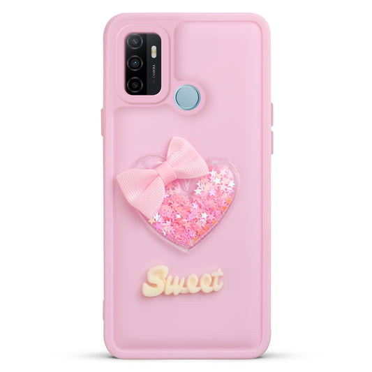 Bow Heart Cute Phone Back Cover for Oppo A53 4G