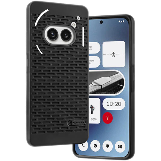 Soft Silicone Mobile Back Cover For Nothing Phone 2A with Dash Type Groove and Matte Gray Camera Ring