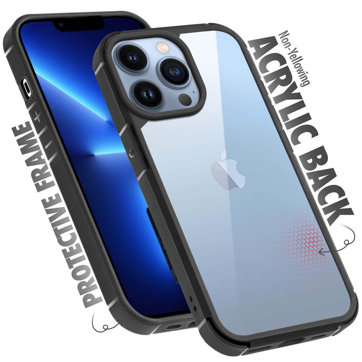 Silicone Border Transparent Back Cover for Apple iPhone 13 Pro