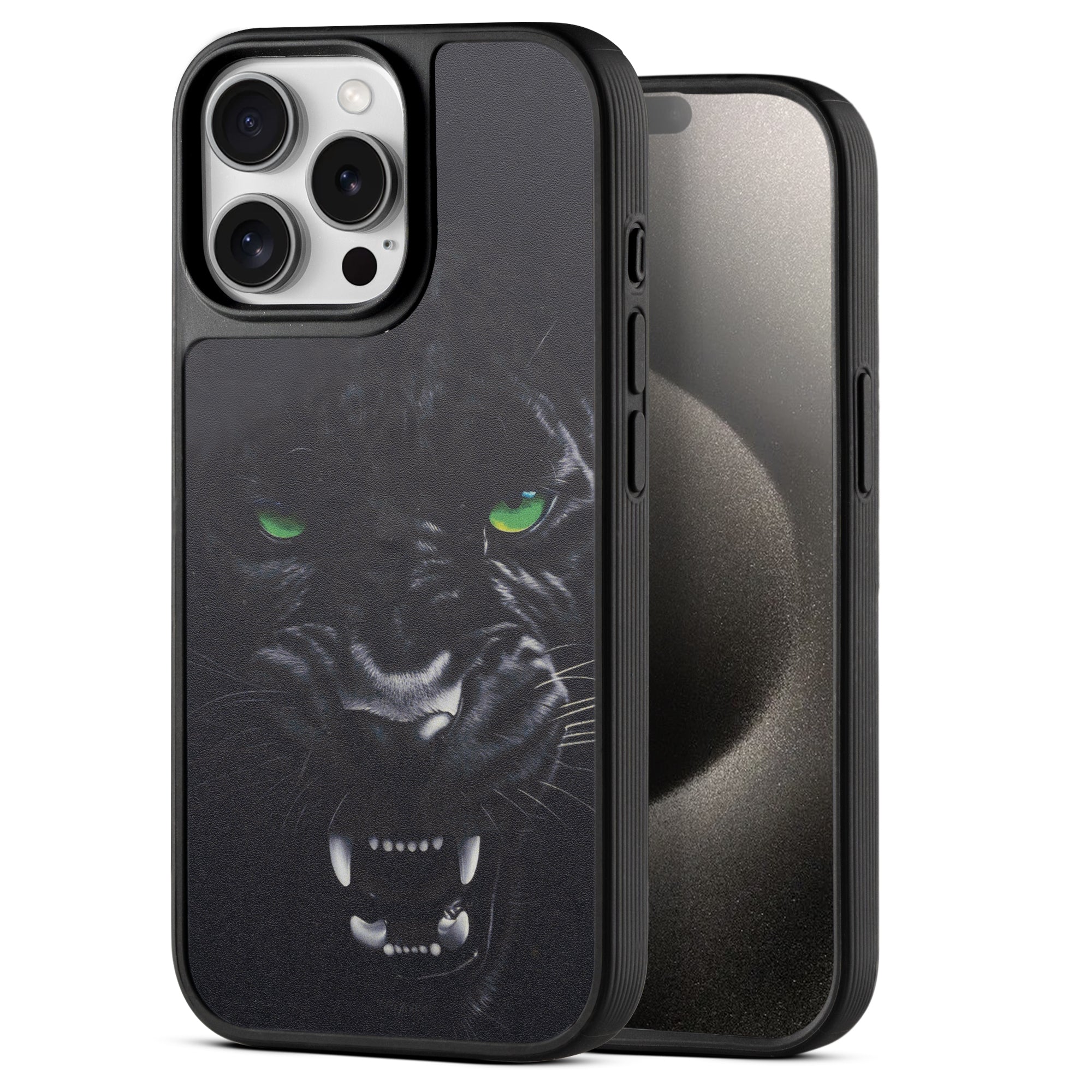 Silicone Textured Frame Printed Hard Back Case For Apple iPhone 15 Pro Max With Raised Camera Bumper