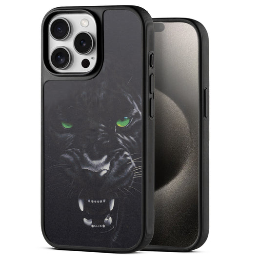 Silicone Textured Frame Printed Hard Back Case For Apple iPhone 15 Pro Max With Raised Camera Bumper