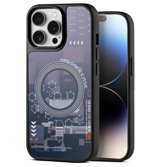 Silicone Textured Frame Printed Hard Back Case For Apple iPhone 14 Pro With Raised Camera Bumper