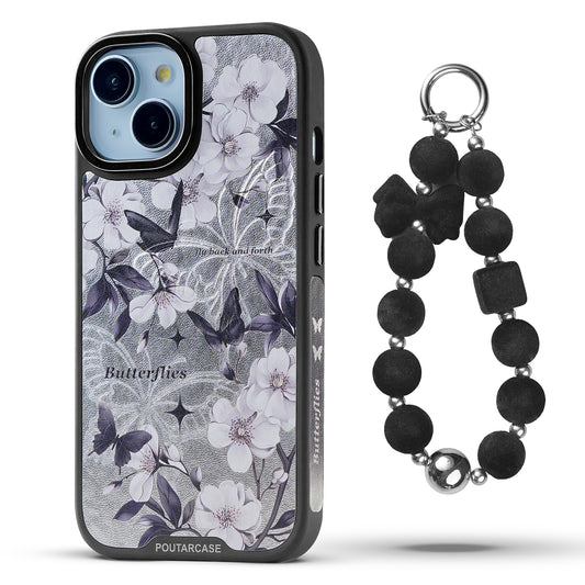 Luxury Floral Prints with Black Keychain Back Cover for Apple iPhone 13