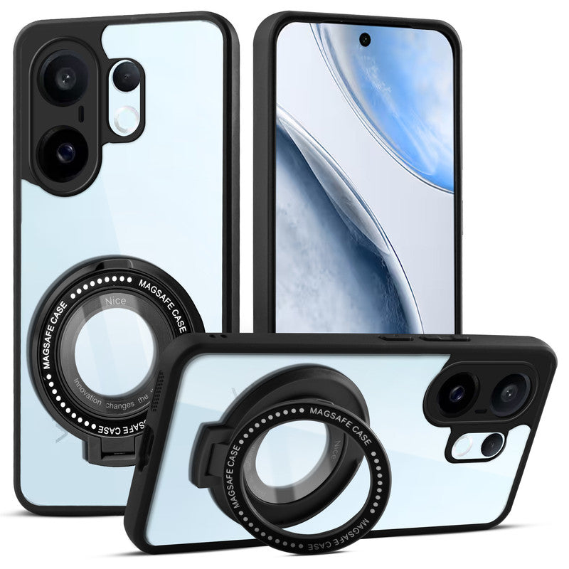 Soft Frame Clear Case Ring Holder Kickstand For Vivo X200 FE 5G